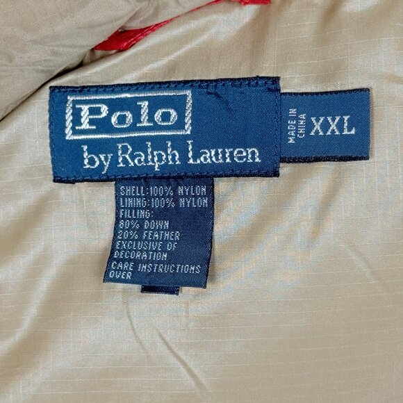 Vintage Polo Ralph Lauren Puffer Vest Snap Front Red Sleeveless Down Size XXL - Picture 12 of 13